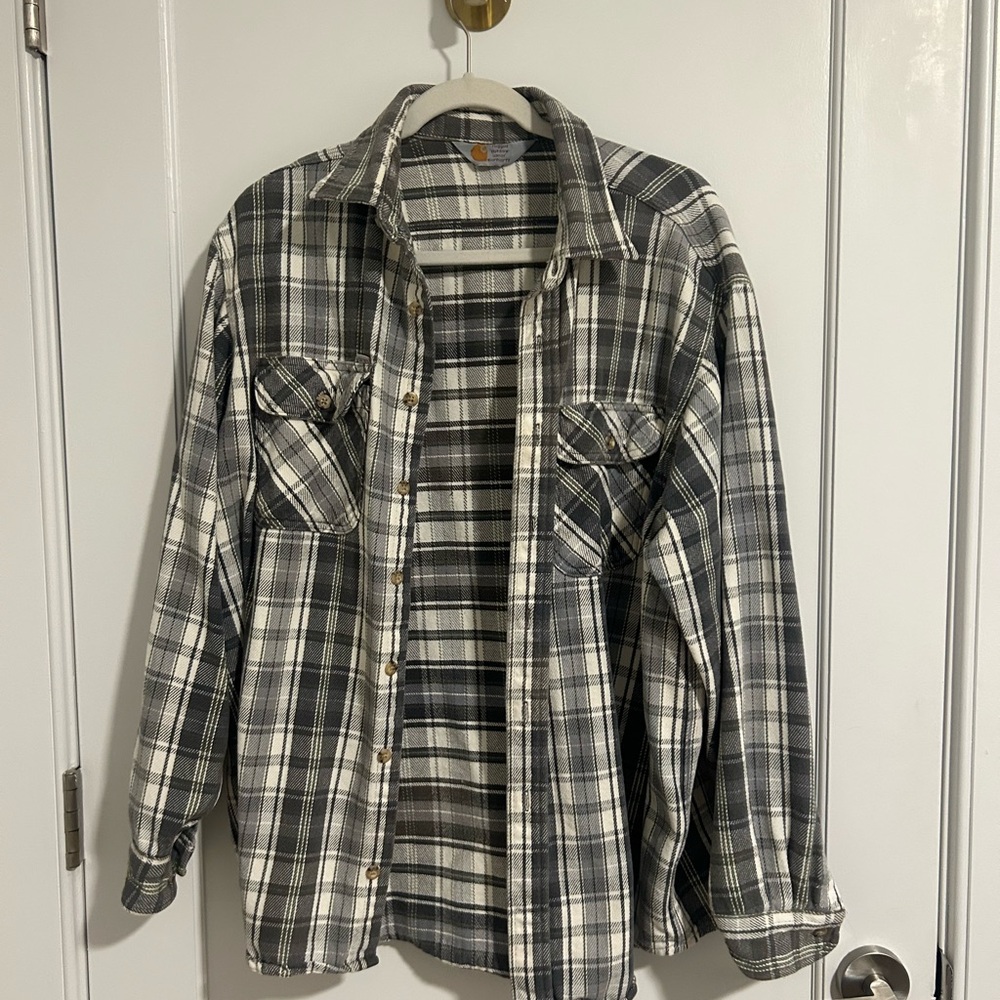 Carhartt Green and White Plaid Shirt